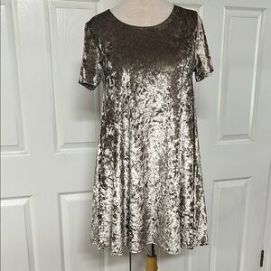 Brown Velvet Short Sleeve Dress